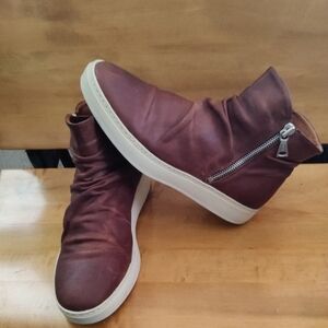 John Varvatos 315 Mac Double Zip Brown Leather Sneakers Boots Size 9.5